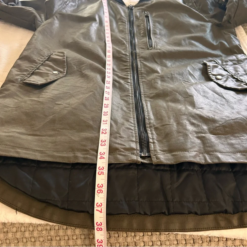 Smoke Rise Men's Long Bomber Jacket Green with Black Trim Size XXL
